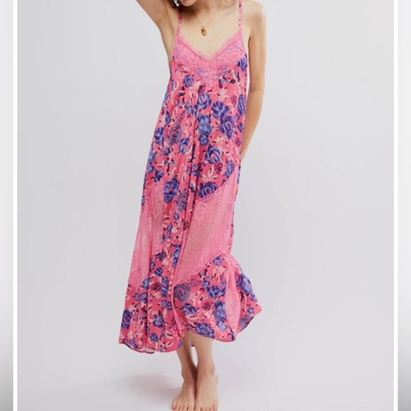 Free People Dresses & Skirts - NWT Free People Date Night Sunset Pink Slip Midi Dress Size Small